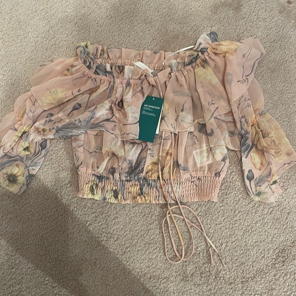 H & M floral off the shoulder top